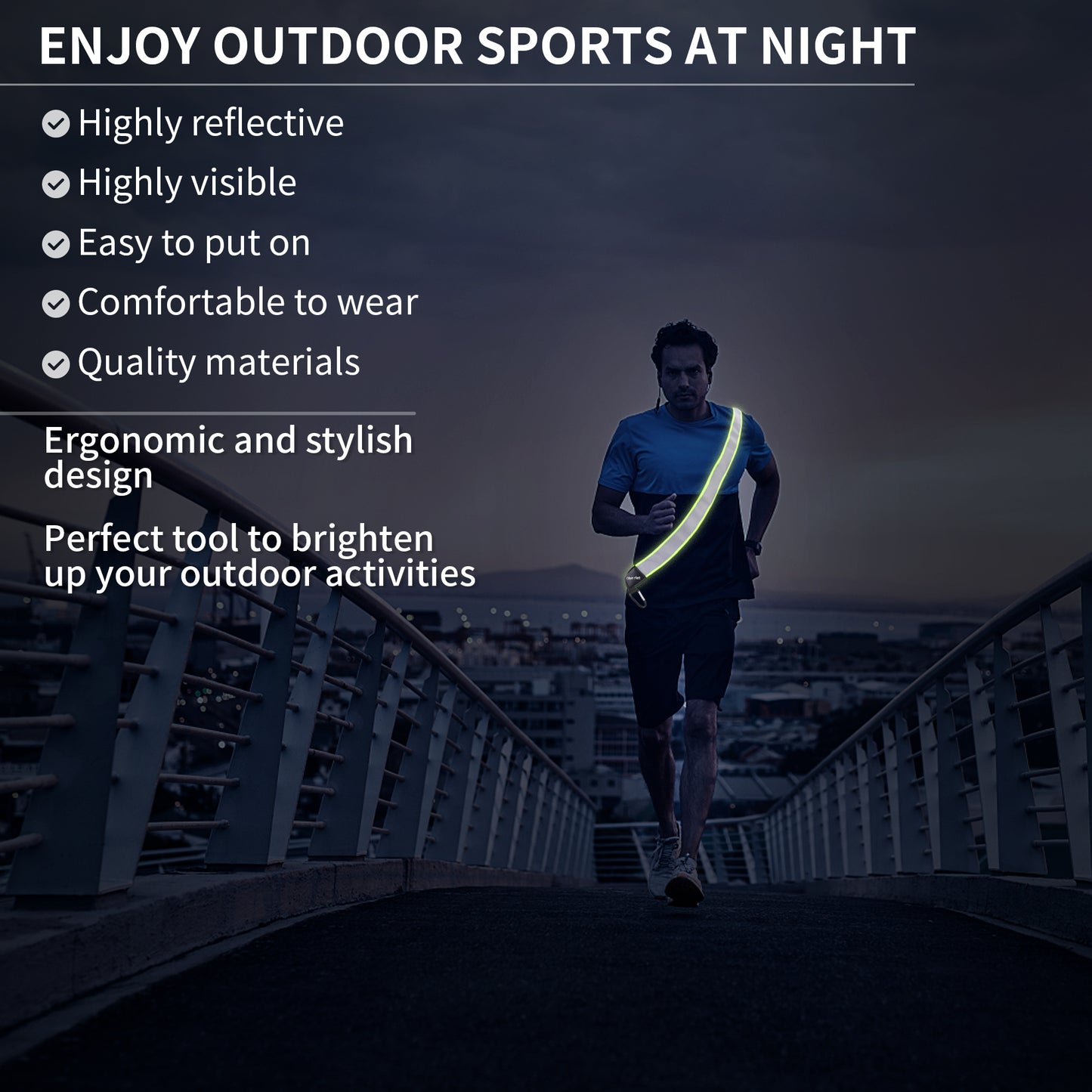 Oberlet Reflective Running Gear | Reflective Sash for Walking at Night | High Visibility Reflective Sash | Reflective Belt for Walking in The Dark | Adjustable Quick Release Buckle