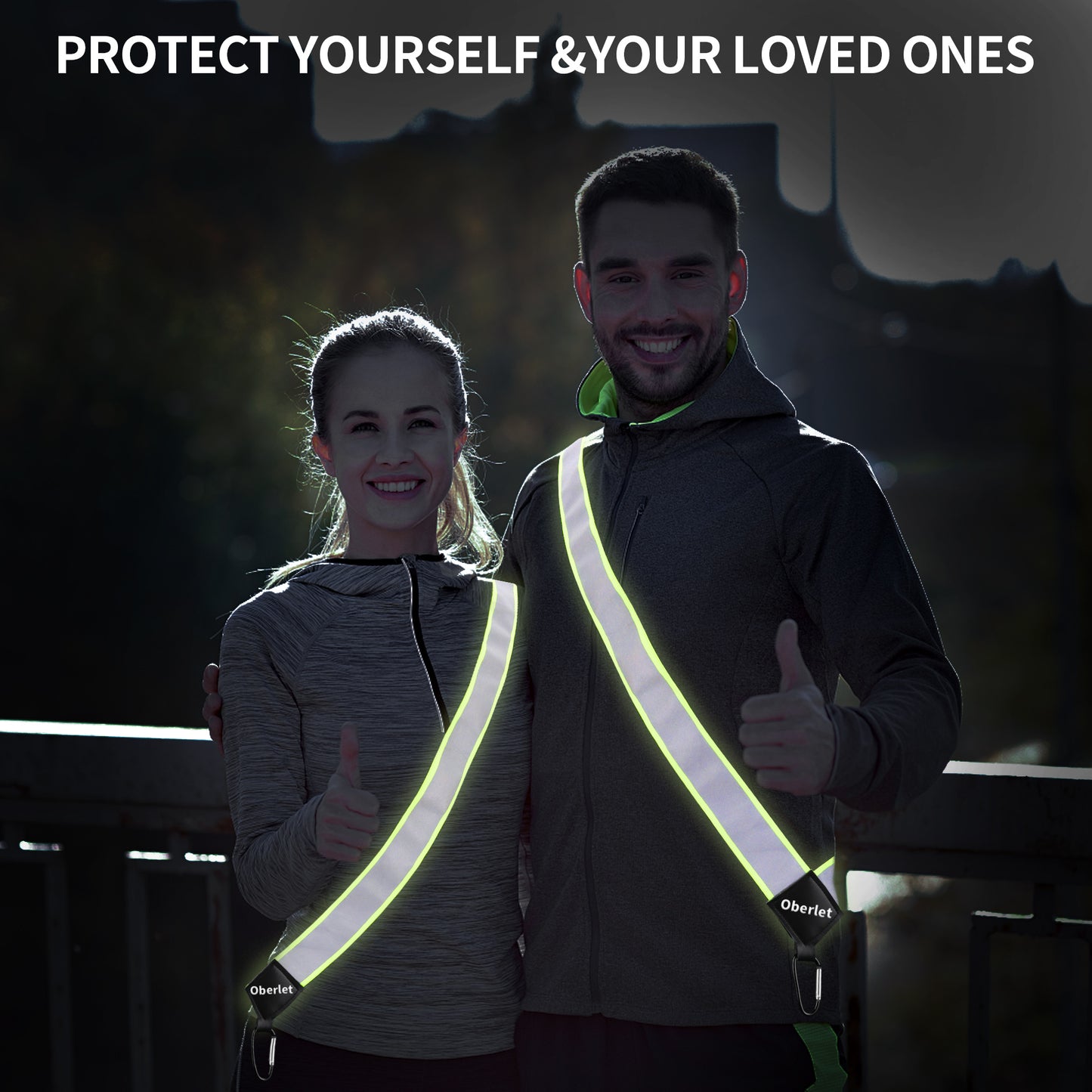 Oberlet Reflective Running Gear | Reflective Sash for Walking at Night | High Visibility Reflective Sash | Reflective Belt for Walking in The Dark | Adjustable Quick Release Buckle